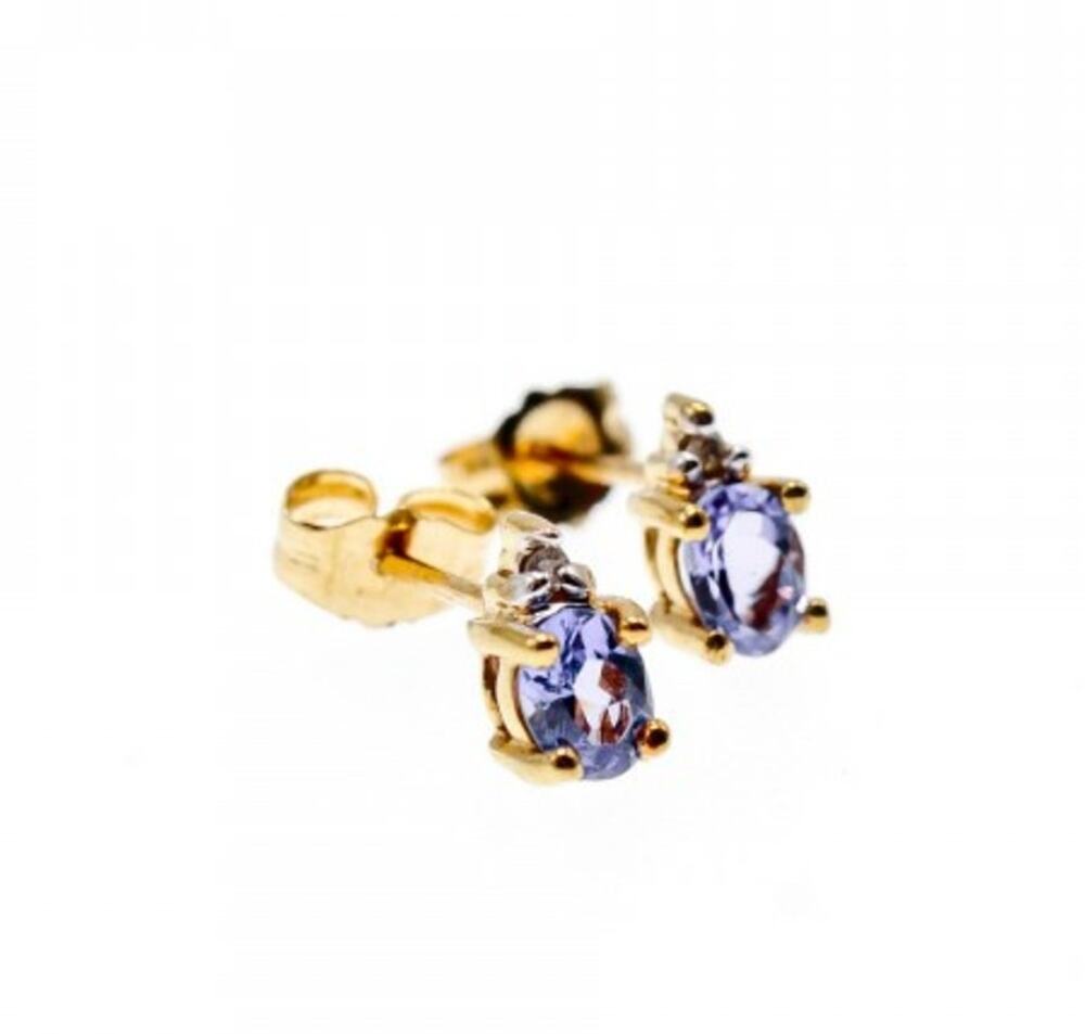10K Yellow Gold Tanzanite & Diamonds Earrings
